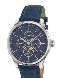 Jonathan Men's Leather Watch, 911CJOL - Blue