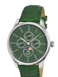 Jonathan Men's Leather Watch, 911DJOL - Green