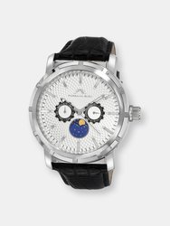 NYCm21 Men's Silver and Black Moon Phase Watch, 1201ANYL - Silver