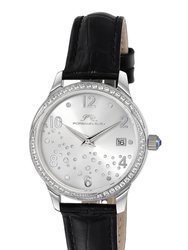 Ruby Women's Silver Crystal Watch, 1141ARUL - Black