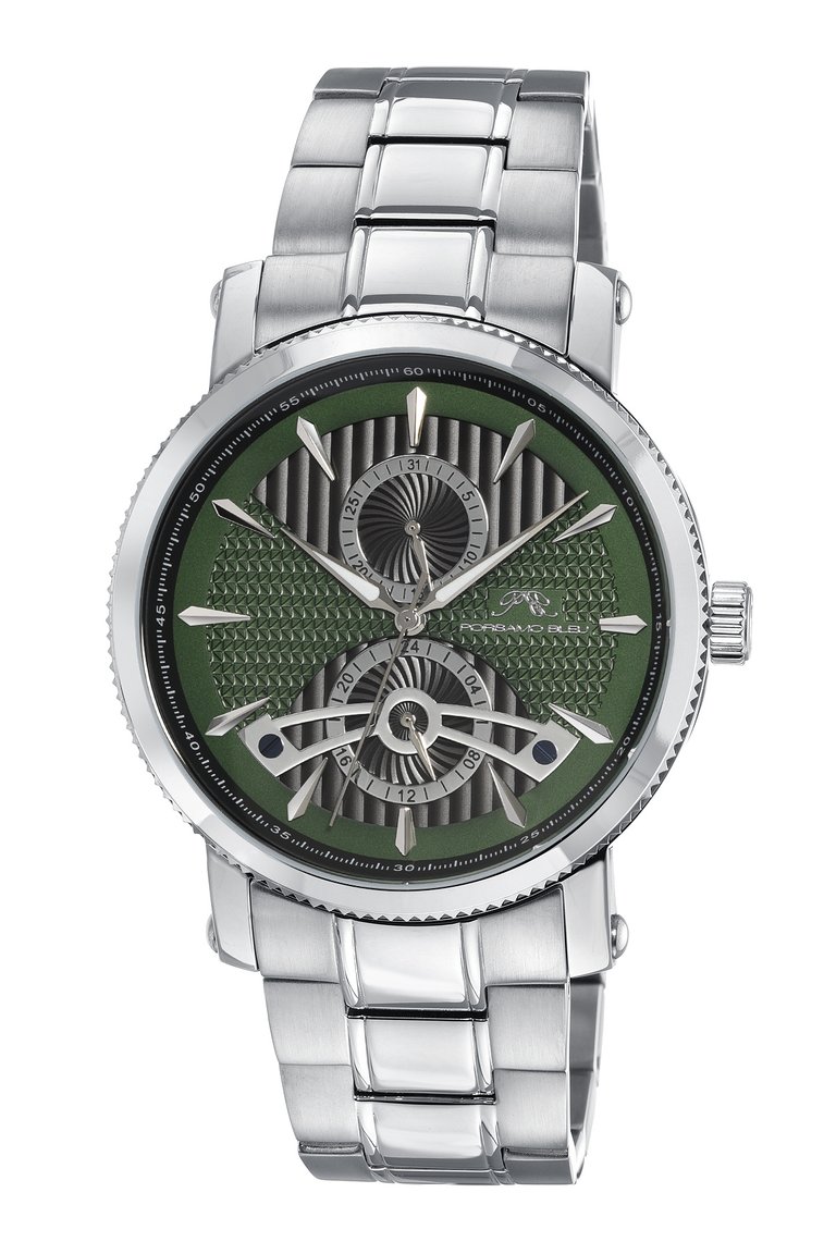 Russel Men's Multi Function Silver, Green and Black Watch, 1171CRUS - Green