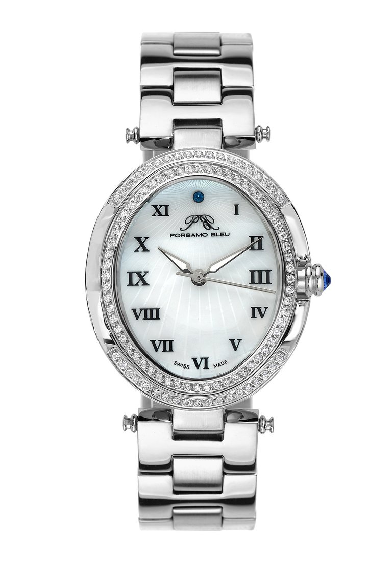 South Sea Oval Crystal Women's Bracelet Watch, 106ESSO - Silver