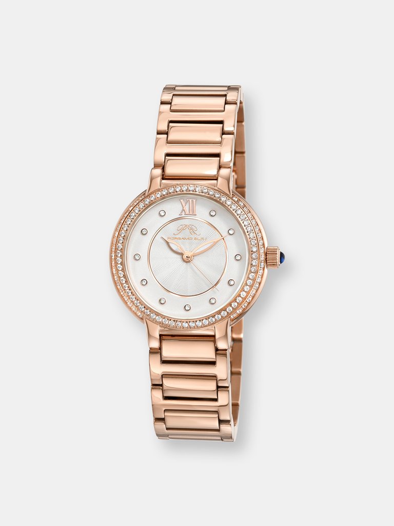 Stella Women's Rose ToneCrystal Watch with Guilloche-Sunray Dial - Rose