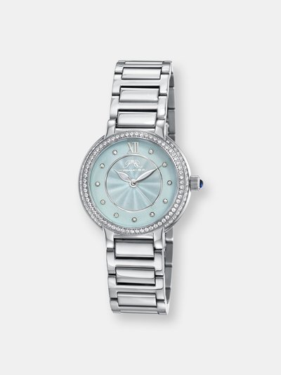 Porsamo Bleu Stella Women's Silver Tone Crystal Watch with Baby Blue Guilloche-Sunray Dial product