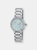 Stella Women's Silver Tone Crystal Watch with Baby Blue Guilloche-Sunray Dial - Silver