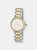 Stella Women's Two Tone Crystal Watch with Guilloche-Sunray Dial - Silver