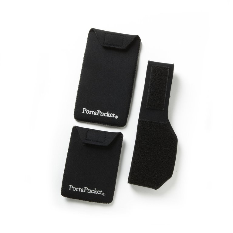 PortaPocket Essentials+ Kit ~ best selling 3-pc wearable wallet keeps ID & credit cards safe - Black