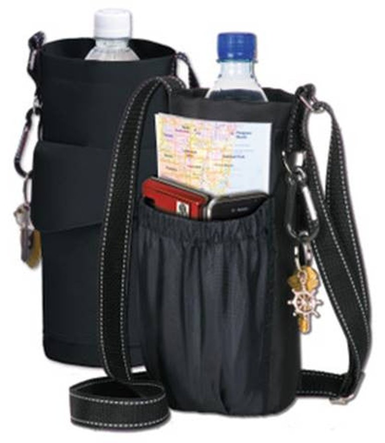The Go Caddy Water Bottle Holder ~  cylindrical tote bag ~ fits bottles up to 1.5 liter - Red