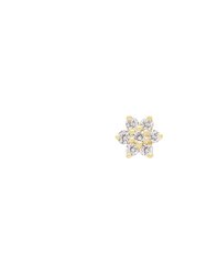 Mini Diamond Flower Threaded Flat Back Earring | .30GMS .03CT | Single - Yellow Gold Diamond
