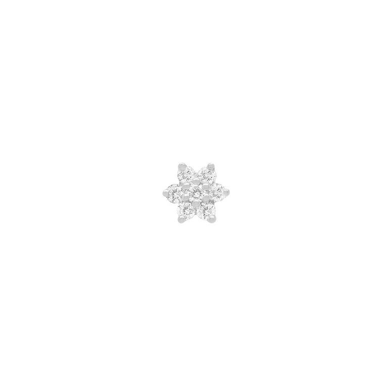 Mini Diamond Flower Threaded Flat Back Earring | .30GMS .03CT | Single - White Gold Diamond