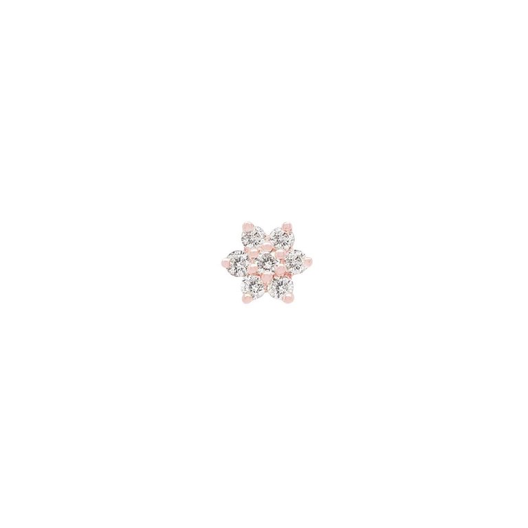 Mini Diamond Flower Threaded Flat Back Earring | .30GMS .03CT | Single - Rose Gold Diamond