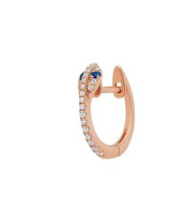 Mini Diamond Snake Hoop - Sapphire Eyes | .85GMS .09CT | Single - Rose Gold Sapphire