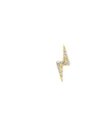 Mini Lightning Threaded Flat Back Earring | 0.6GMS .04CT | Single - Yellow Gold Diamond