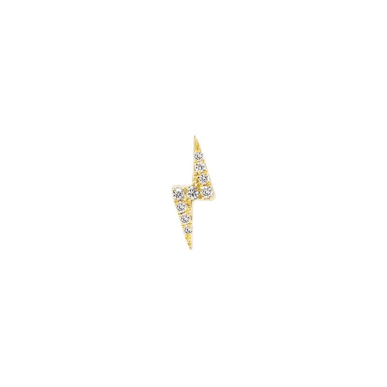 Mini Lightning Threaded Flat Back Earring | 0.6GMS .04CT | Single - Yellow Gold Diamond