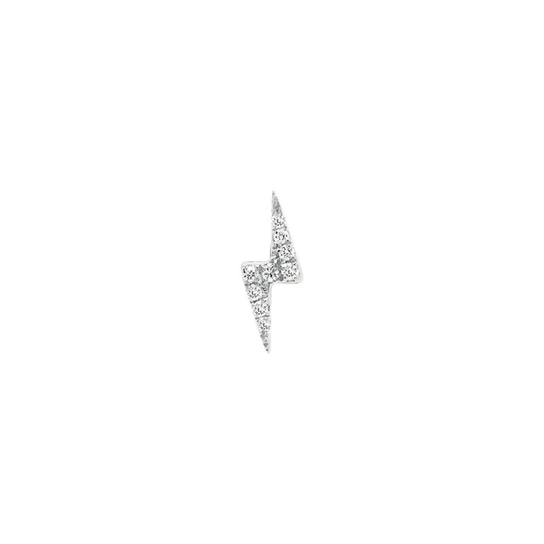 Mini Lightning Threaded Flat Back Earring | 0.6GMS .04CT | Single - White Gold Diamond