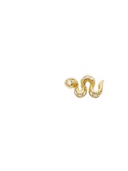 Mini Snake Threaded Flat Back Earring | .40GMS .02CT | Single - Yellow Gold Diamond