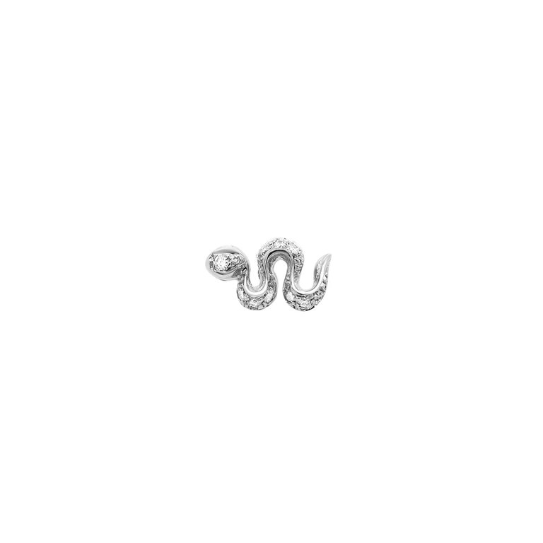 Mini Snake Threaded Flat Back Earring | .40GMS .02CT | Single - White Gold Diamond