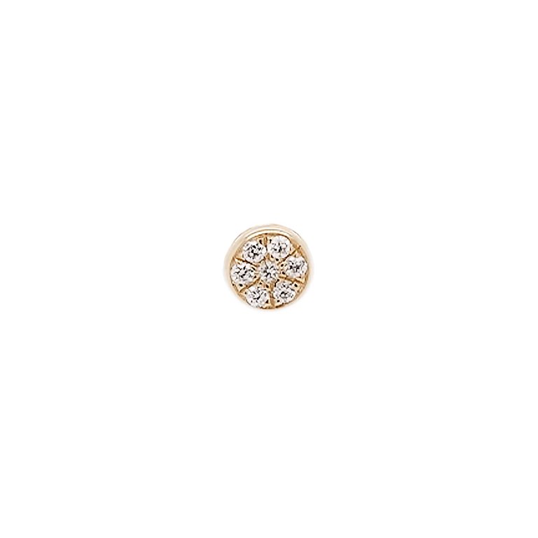 Mini Sun Threaded Flat Back Earring | .50GMS .06CT | Single - Yellow Gold Diamond
