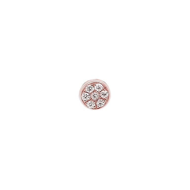 Mini Sun Threaded Flat Back Earring | .50GMS .06CT | Single - Rose Gold Diamond