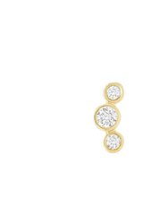 Open Curve 3 Diamond Threaded Flat Back Earring | .3GMS .07CT | Single - Yellow Gold Diamond