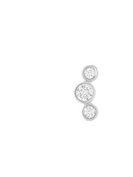 Open Curve 3 Diamond Threaded Flat Back Earring | .3GMS .07CT | Single - White Gold Diamond