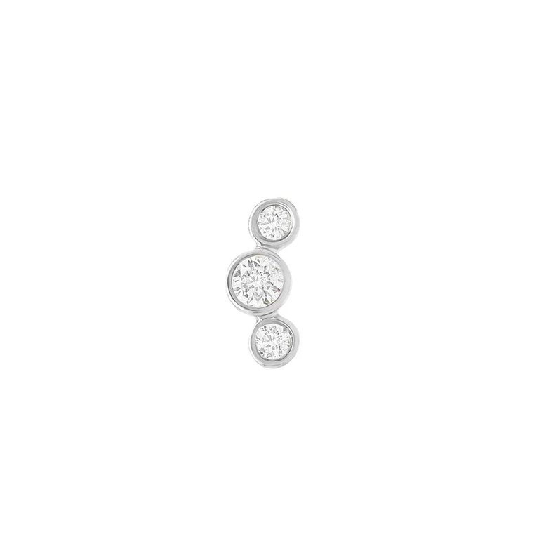 Open Curve 3 Diamond Threaded Flat Back Earring | .3GMS .07CT | Single - White Gold Diamond