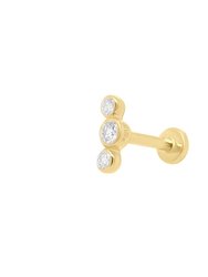 Open Curve 3 Diamond Threaded Flat Back Earring | .3GMS .07CT | Single