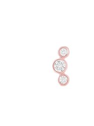 Open Curve 3 Diamond Threaded Flat Back Earring | .3GMS .07CT | Single - Rose Gold Diamond