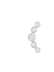 Open Curve 5 Diamond Threaded Flat Back Earring | .8GMS .16CT | Single - White Gold Diamond