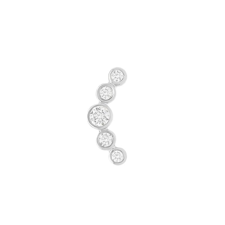 Open Curve 5 Diamond Threaded Flat Back Earring | .8GMS .16CT | Single - White Gold Diamond