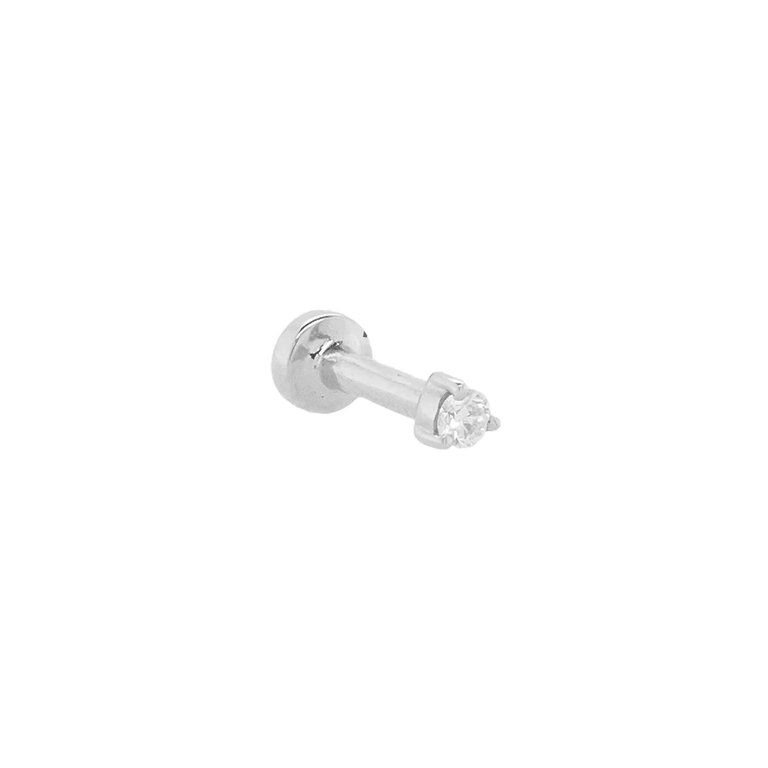 Petite Diamond Threaded Flat Back Earring | .50GMS .06CT | Single - White Gold Diamond