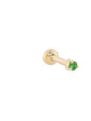 Petite Emerald Threaded Flat Back Earring | .40GMS .06CT | Single - Yellow Gold Emerald