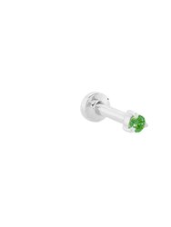 Petite Emerald Threaded Flat Back Earring | .40GMS .06CT | Single - White Gold Emerald