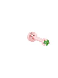 Petite Emerald Threaded Flat Back Earring | .40GMS .06CT | Single - Rose Gold Emerald