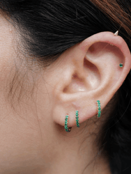 Petite Emerald Threaded Flat Back Earring | .40GMS .06CT | Single