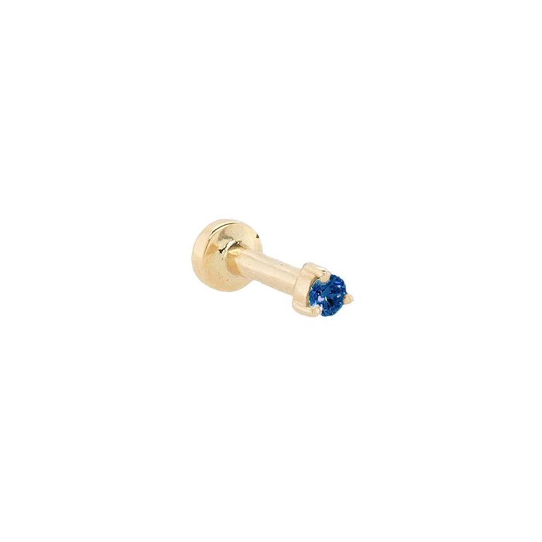 Petite Sapphire Threaded Flat Back Earring | .40GMS .06CT | Single - Yellow Gold Sapphire