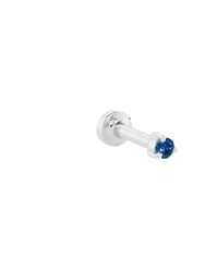 Petite Sapphire Threaded Flat Back Earring | .40GMS .06CT | Single - White Gold Sapphire