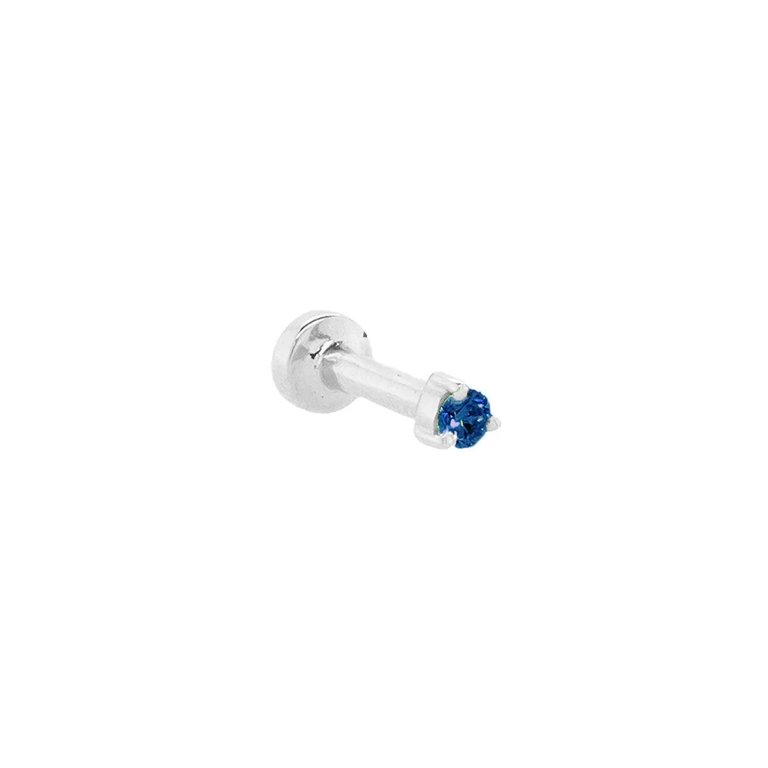 Petite Sapphire Threaded Flat Back Earring | .40GMS .06CT | Single - White Gold Sapphire