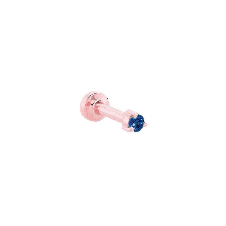 Petite Sapphire Threaded Flat Back Earring | .40GMS .06CT | Single - Rose Gold Sapphire