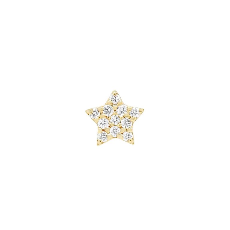 Star Threaded Flat Back Earring | .3GMS .04CT | Single - Yellow Gold Diamond