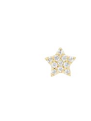 Star Threaded Flat Back Earring | .3GMS .04CT | Single - Yellow Gold Diamond