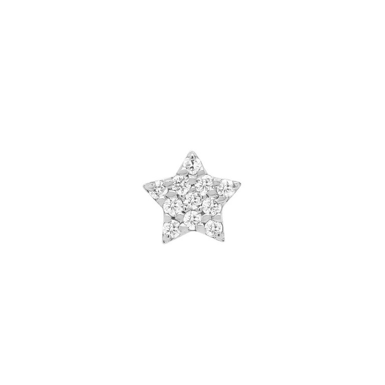 Star Threaded Flat Back Earring | .3GMS .04CT | Single - White Gold Diamond