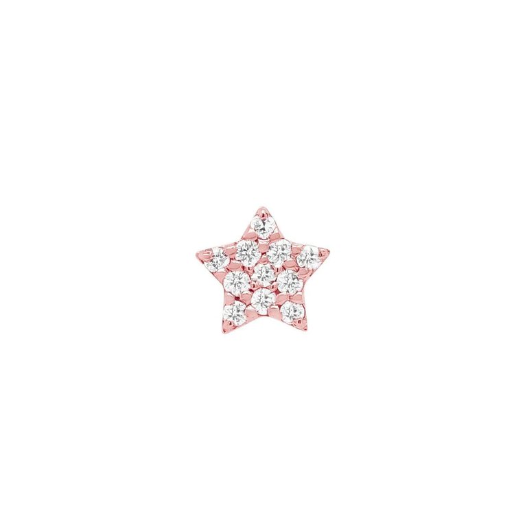 Star Threaded Flat Back Earring | .3GMS .04CT | Single - Rose Gold Diamond