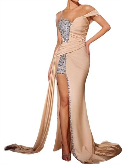 PORTIA&SCARLETT High Slit Gown In Champagne product