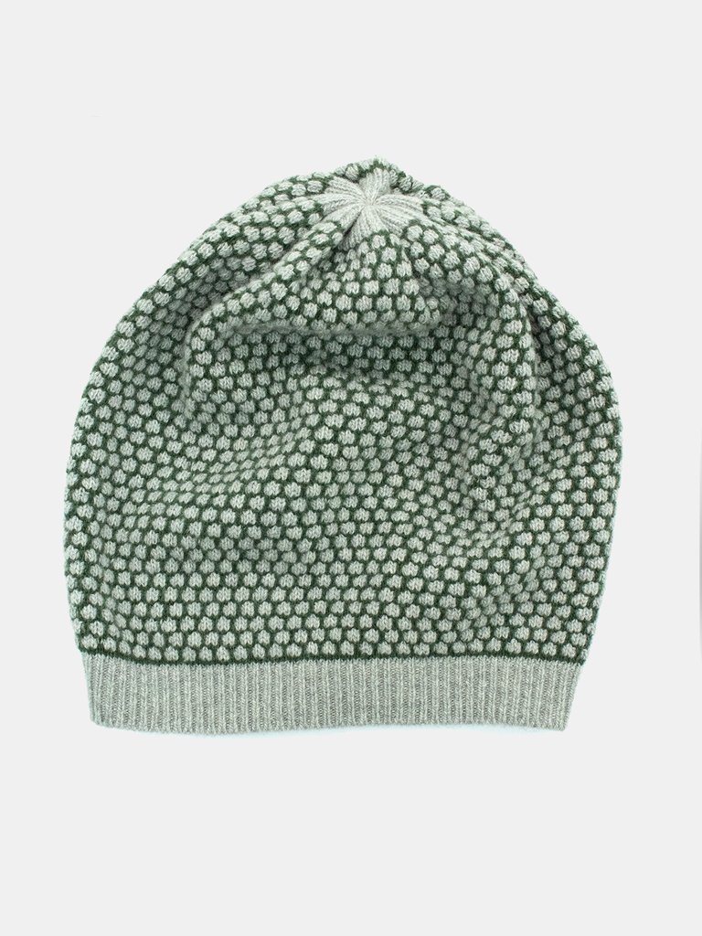 Cashmere Slouchy Hat - Olive/Grey
