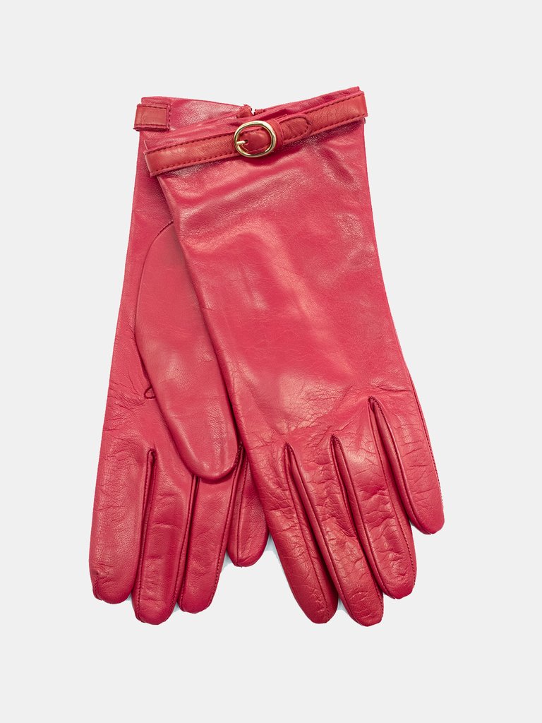 Leather Gloves With Belt - Apple Peel