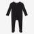 Black Ribbed Footie Zippered One Piece