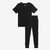 Black Ribbed Women's Short Sleeve Loungewear - Black