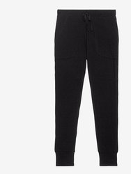 Black Ribbed Women's Short Sleeve Loungewear