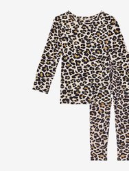 Lana Leopard Tan Long Sleeve Pajamas - Tan